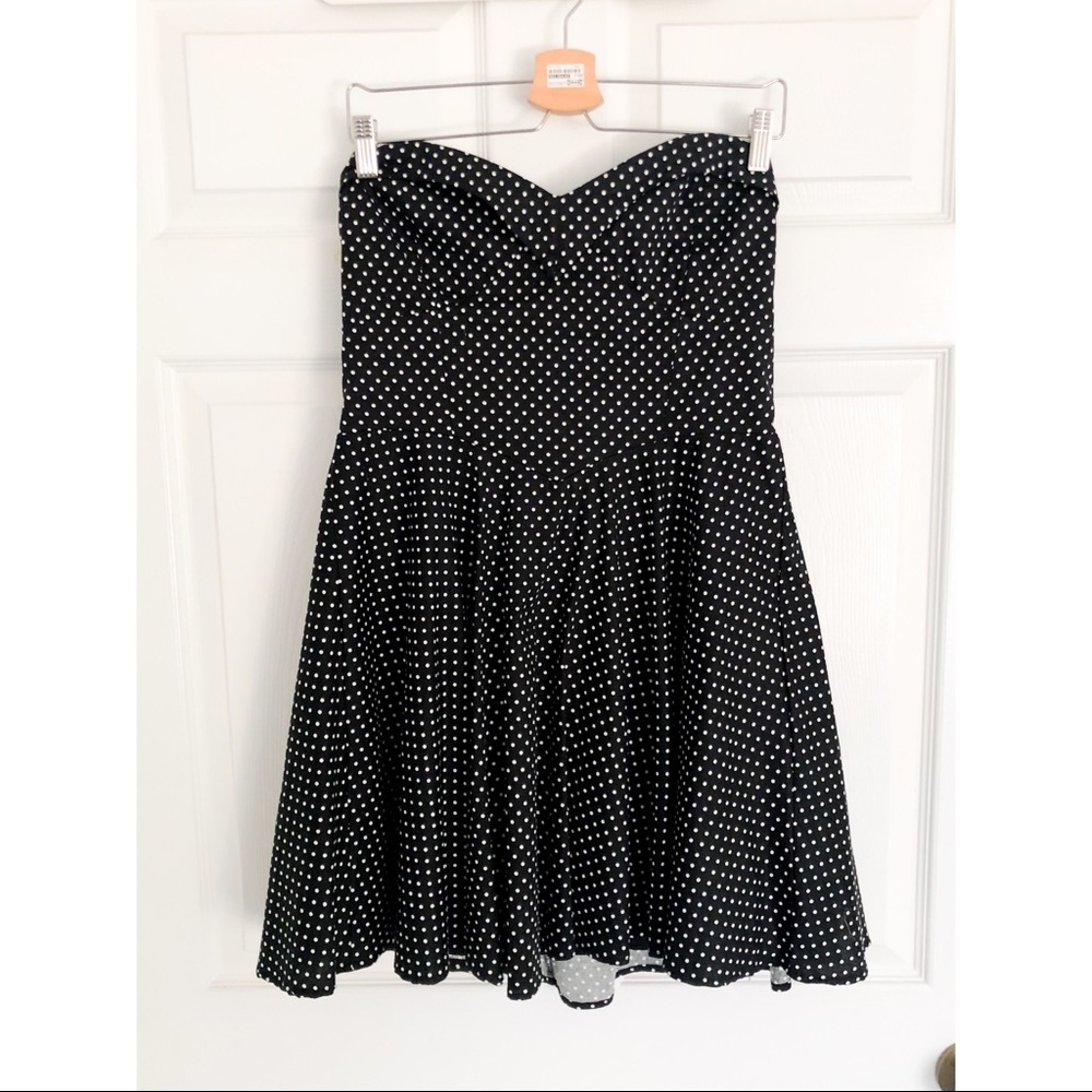 Black & White Polka Dot Strapless Dress